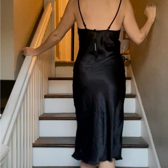NWT bebe Black satin midi dress - Picture 5 of 7